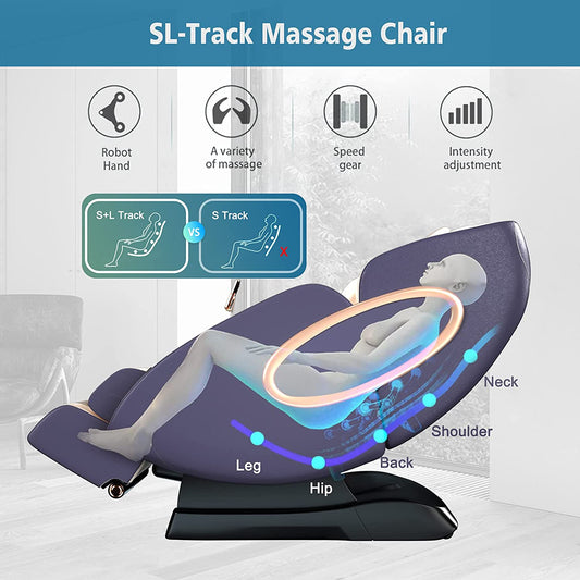 LeatherMassage Chair,APP Controlled Massage Chairs,SL-Track Full Body Shiatsu Massage Chair Recliner with Yoga Stretching,Anion,Zero Gravity Massager,Bluetooth Speaker,Heating,Foot Roller 4d Massage Chair