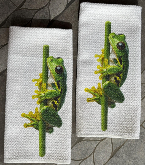 Whimsical Frog Kitchen Towels Set