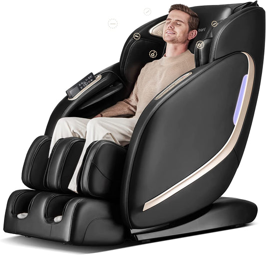 Easpearl 2022 SL Track Massage Chair, Zero Gravity Massage Chairs Full Body with Waist Heat, Thai Stretch, Body Scan, Shortcut Key, Bluetooth, Shiatsu Massage Recliner (Black)