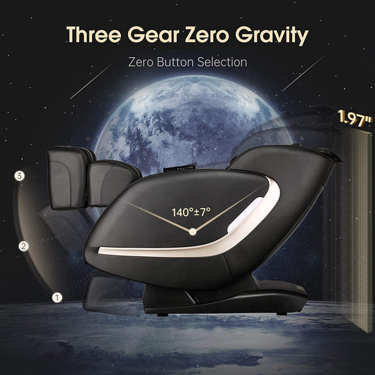 Easpearl 2022 SL Track Massage Chair, Zero Gravity Massage Chairs Full Body with Waist Heat, Thai Stretch, Body Scan, Shortcut Key, Bluetooth, Shiatsu Massage Recliner (Black)